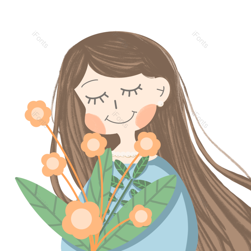 母亲节图片,人物元素,鲜花PNG,女孩免抠素材